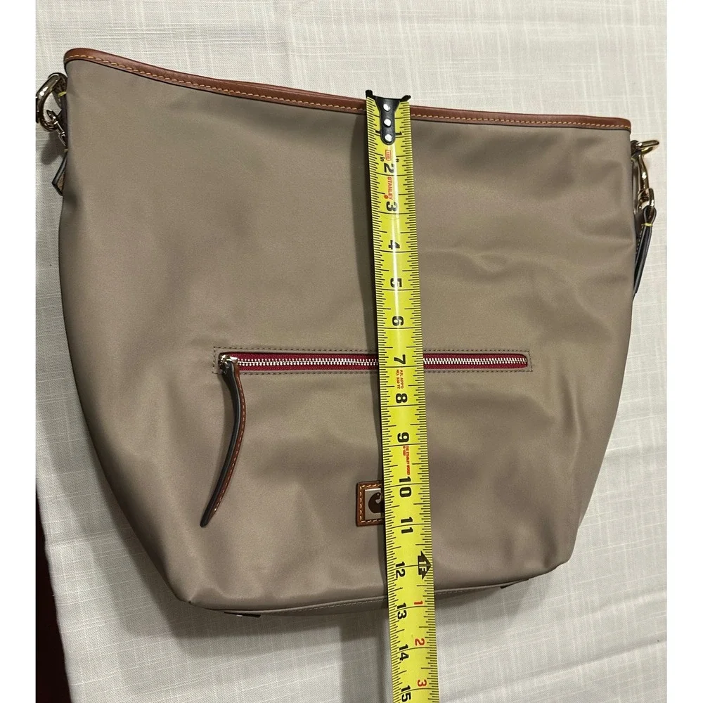Dooney & Bourke Taupe Nylon Hobo Shoulder Bag Leather Trim Coin Purse Set